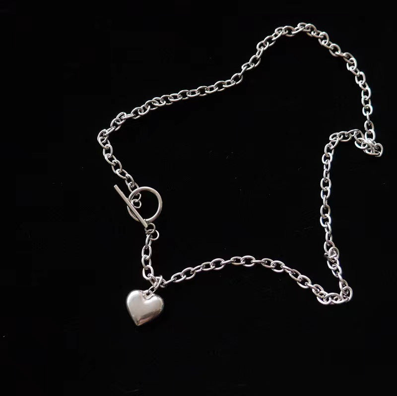 Retro Love Heart Buckle Cool Earth Necklaces