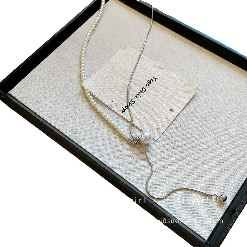 Women's Pearl Pull Long Snake Bone Light Luxury High Necklaces