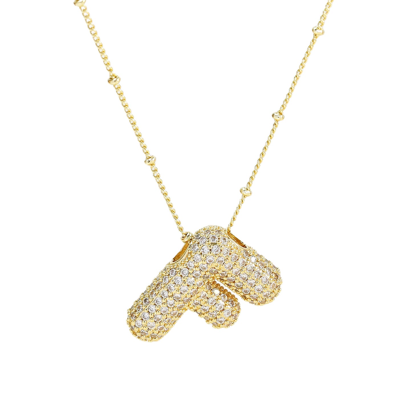 Women's Brass Zircon Bubble Balloon Letter Chubby Necklaces