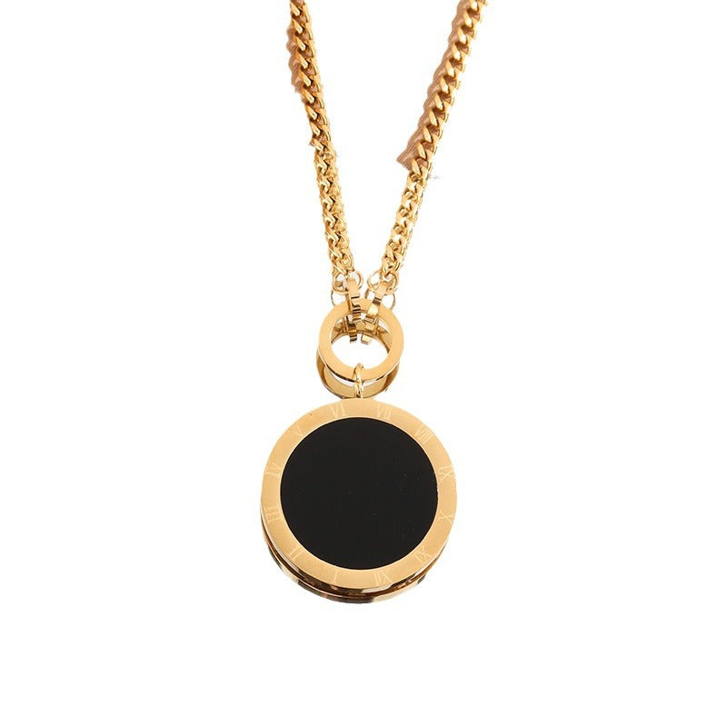 Long Fashionable Fashion Titanium Steel Roman Numeral Necklaces