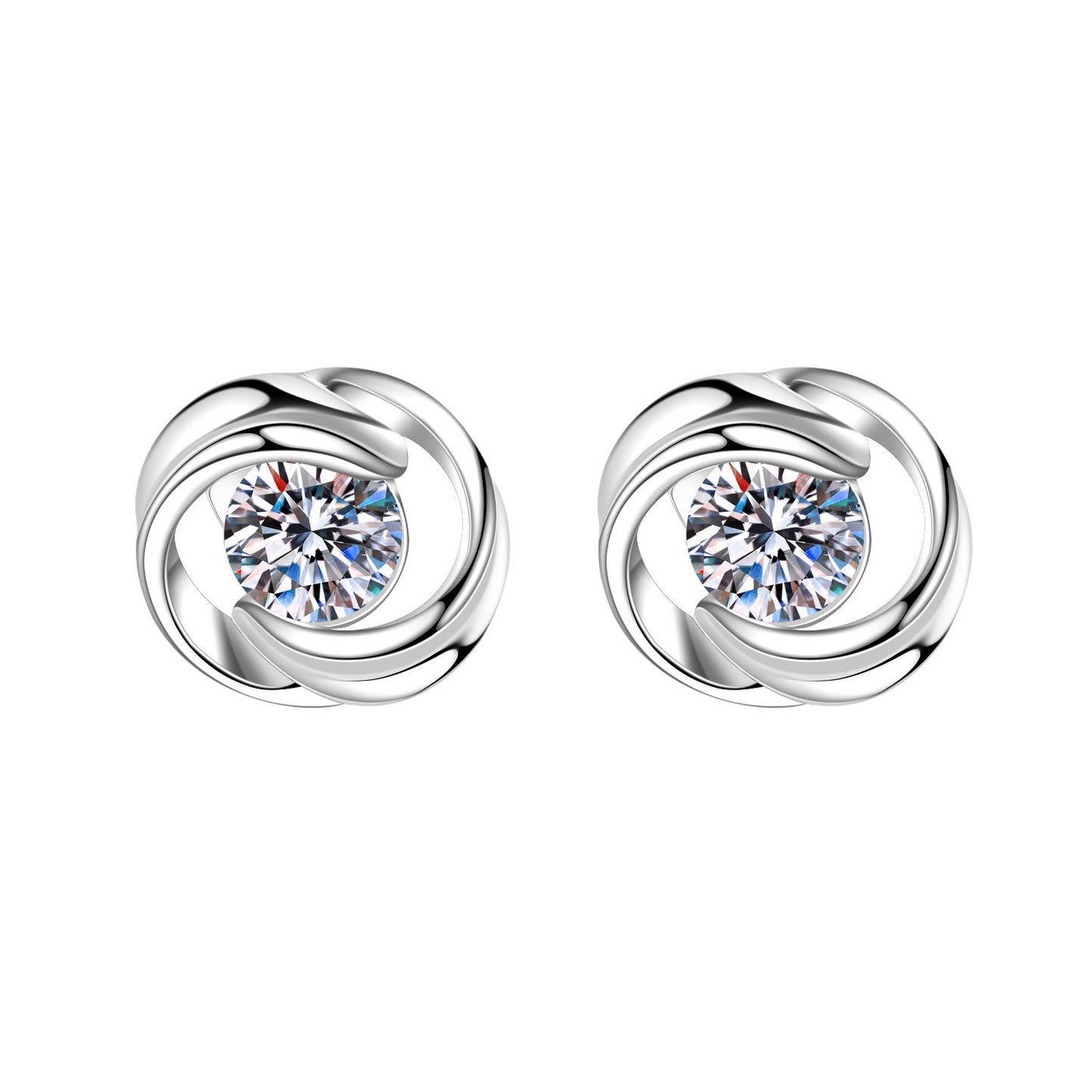 Women's For Sier-plated Ear Rotating Love Simple Stud Earrings