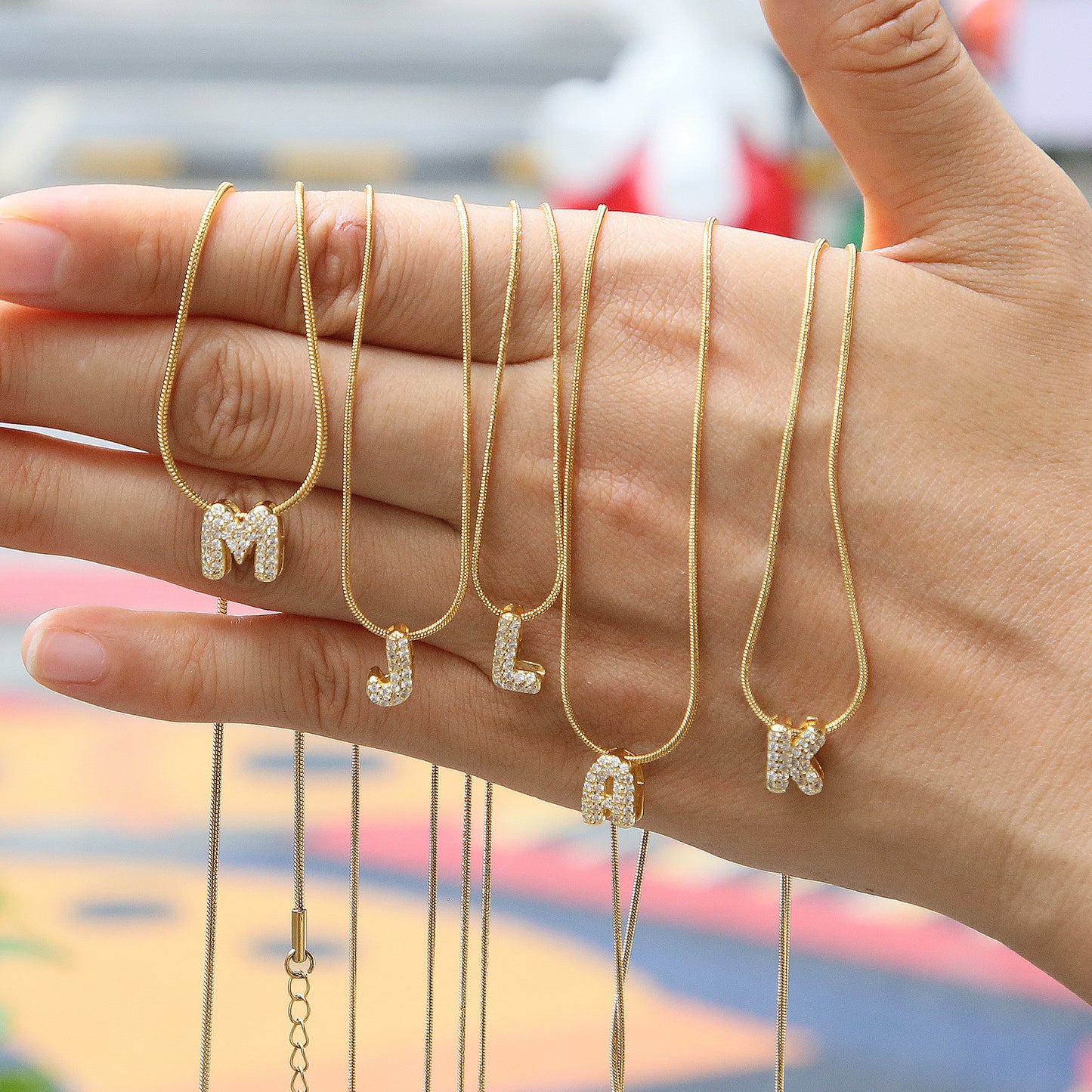 Women's Small Letters Stainless Steel Snake Chain Pendants