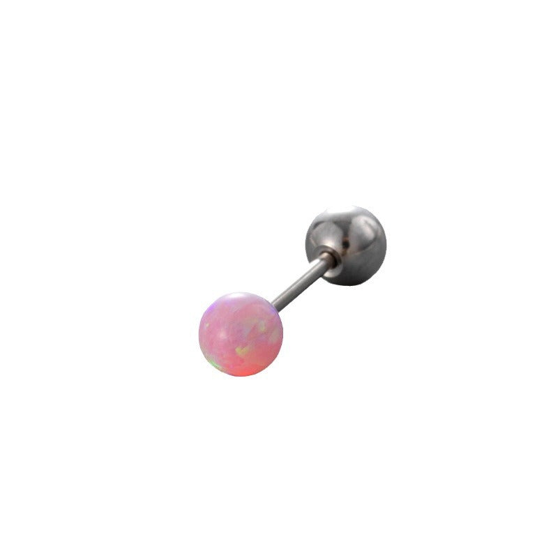 Henson Opal Titanium Steel Ear Bone Pin Double-headed Screw Earrings