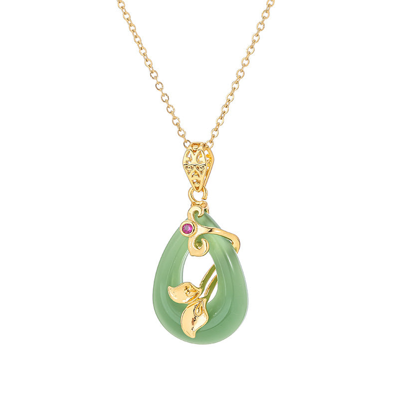 Oval Golden Lotus Peace Buckle Simple Necklaces