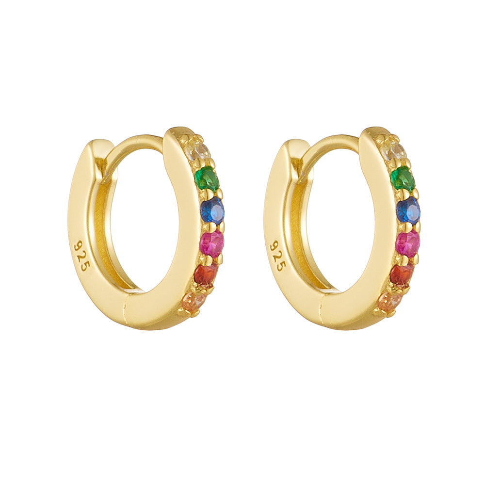 Women's Sier Round Color Zircon For Special Interest Earrings