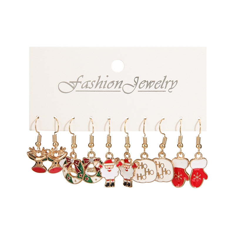 Pairs Suit Red Green Color Matching Earrings