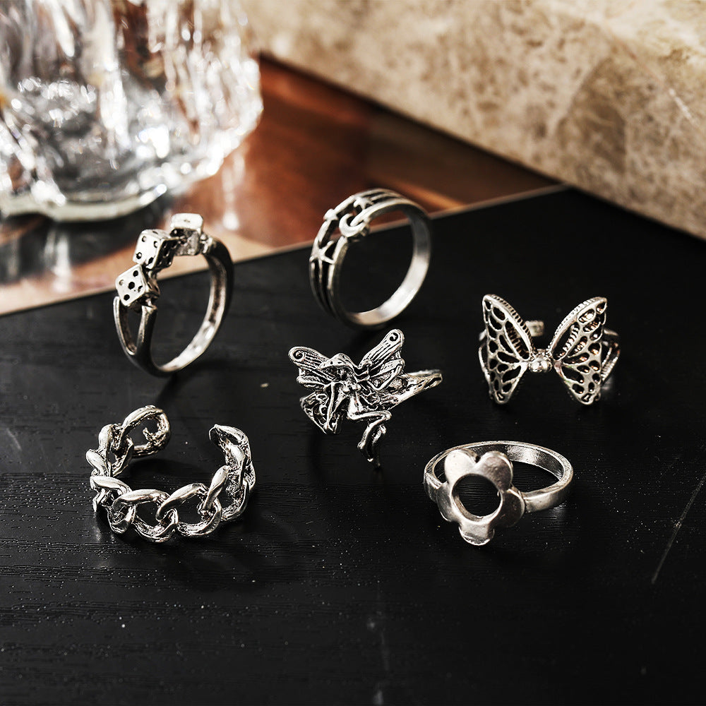 Elf Dice Suit Set Creative Chain Rings