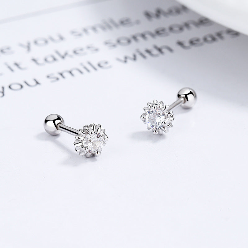 Women's Sier Sun Thread For Simple Versatile Zircon Earrings