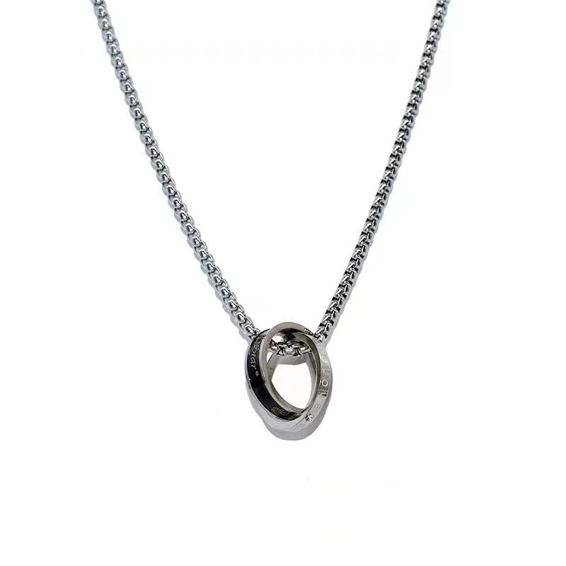Women's & Men's Steel No Fading Double Round Simple Necklaces