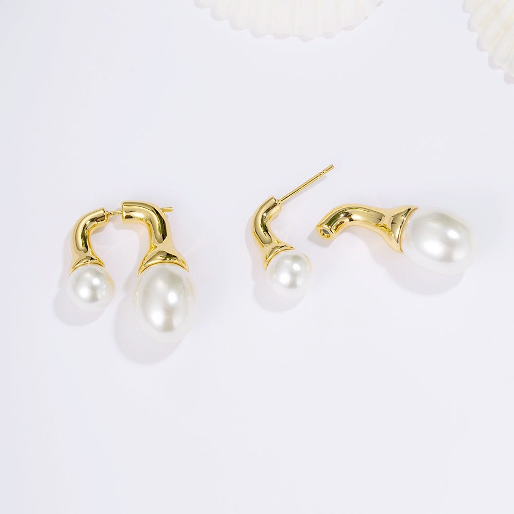 Women's Camellia Imitation Pearl Chinese Style Niche Earrings