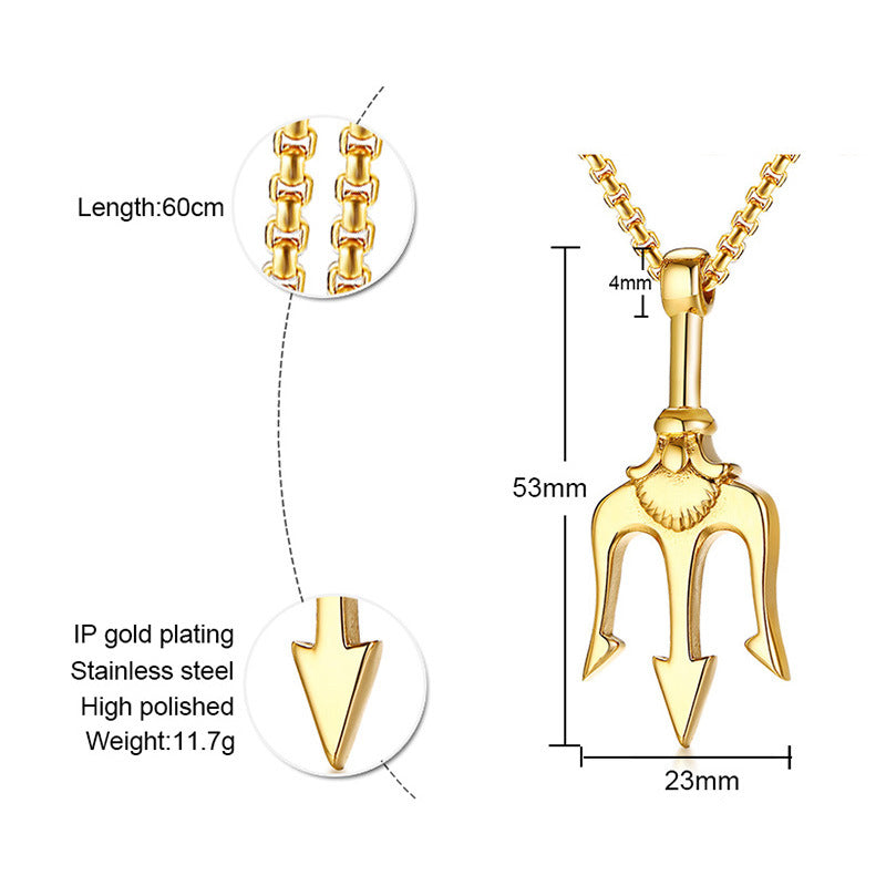 Men's Design Stainless Steel Trident Fashion Necklaces