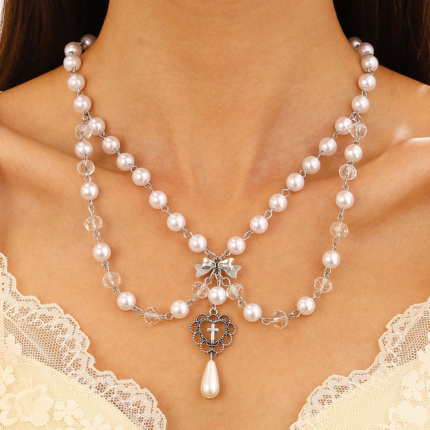 Women's Elegant Imitation Pearl Long Fashion Sweater Chain High Necklaces