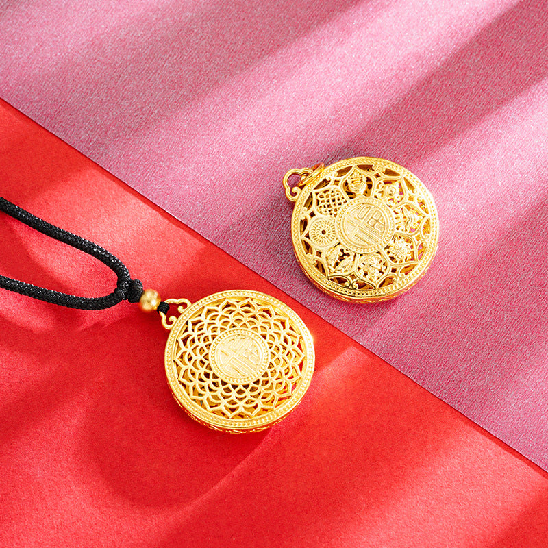 Women's & Men's Vietnam Placer Gold Hollow Out Ancient French Necklaces