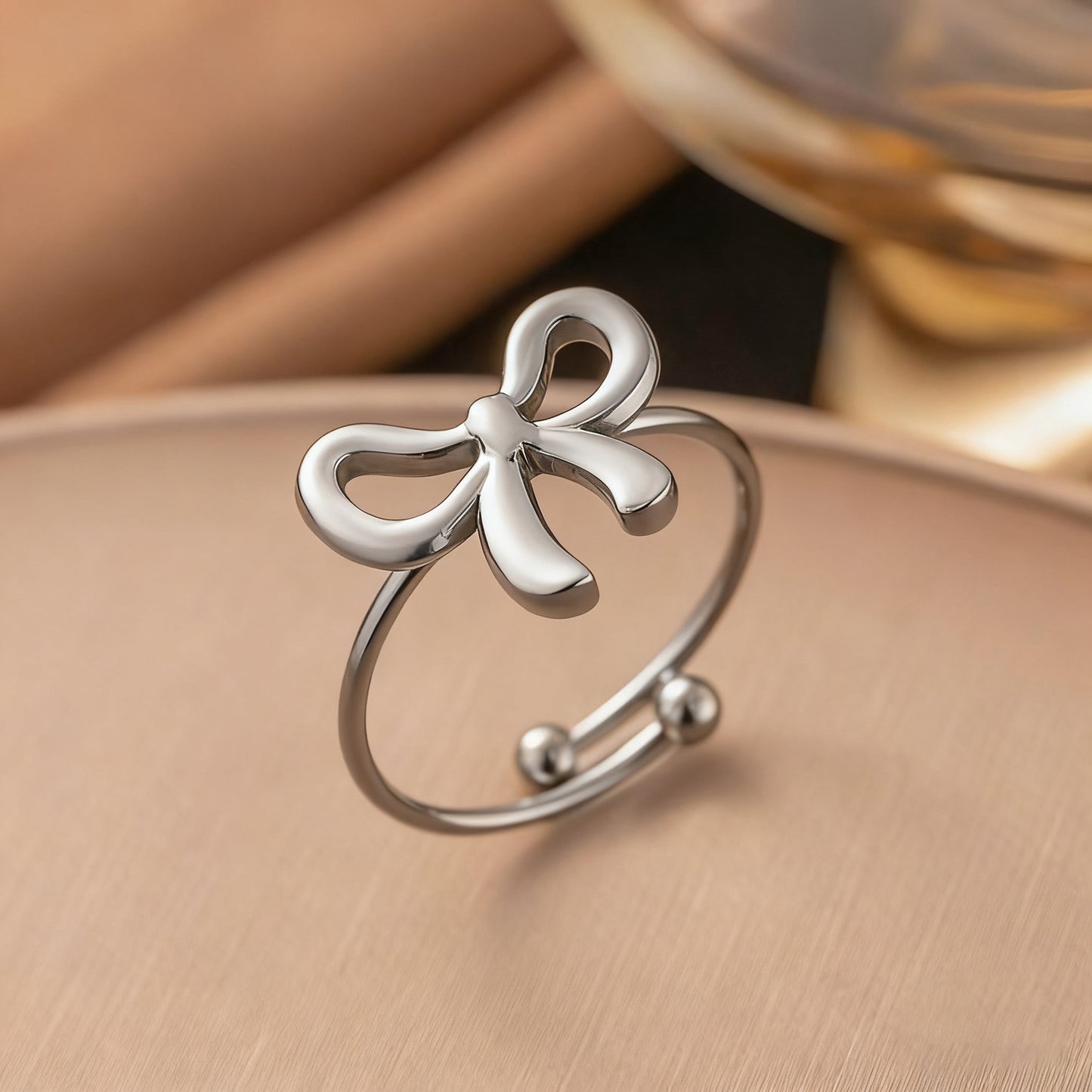Women's Bowknot Round Beads Titanium Steel Fashion Trendy Simple Clavicle Necklaces