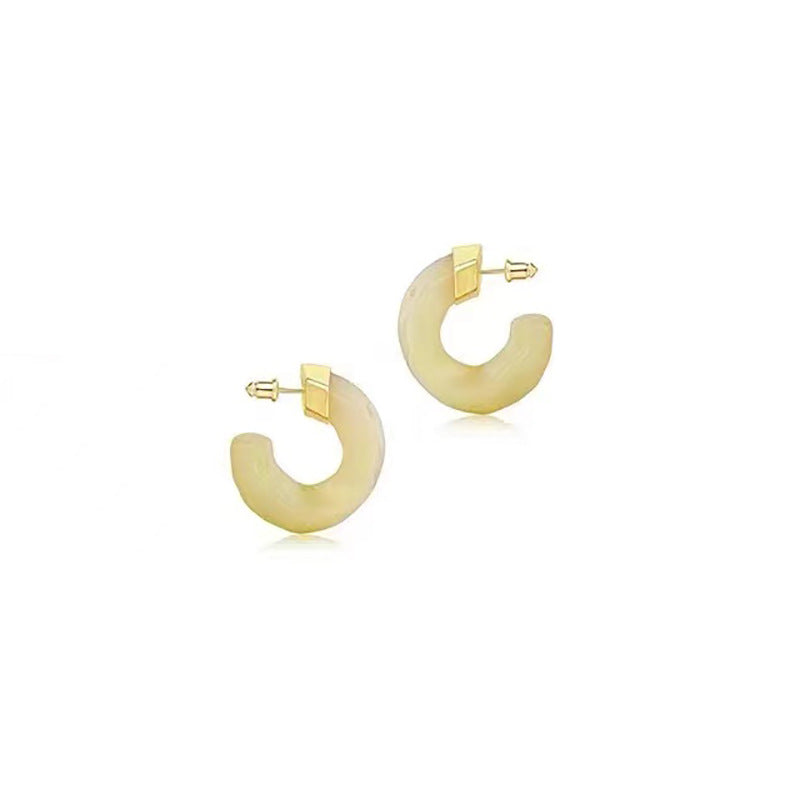 Women's Three-color Resin Copper Plated Real Gold Light Earrings