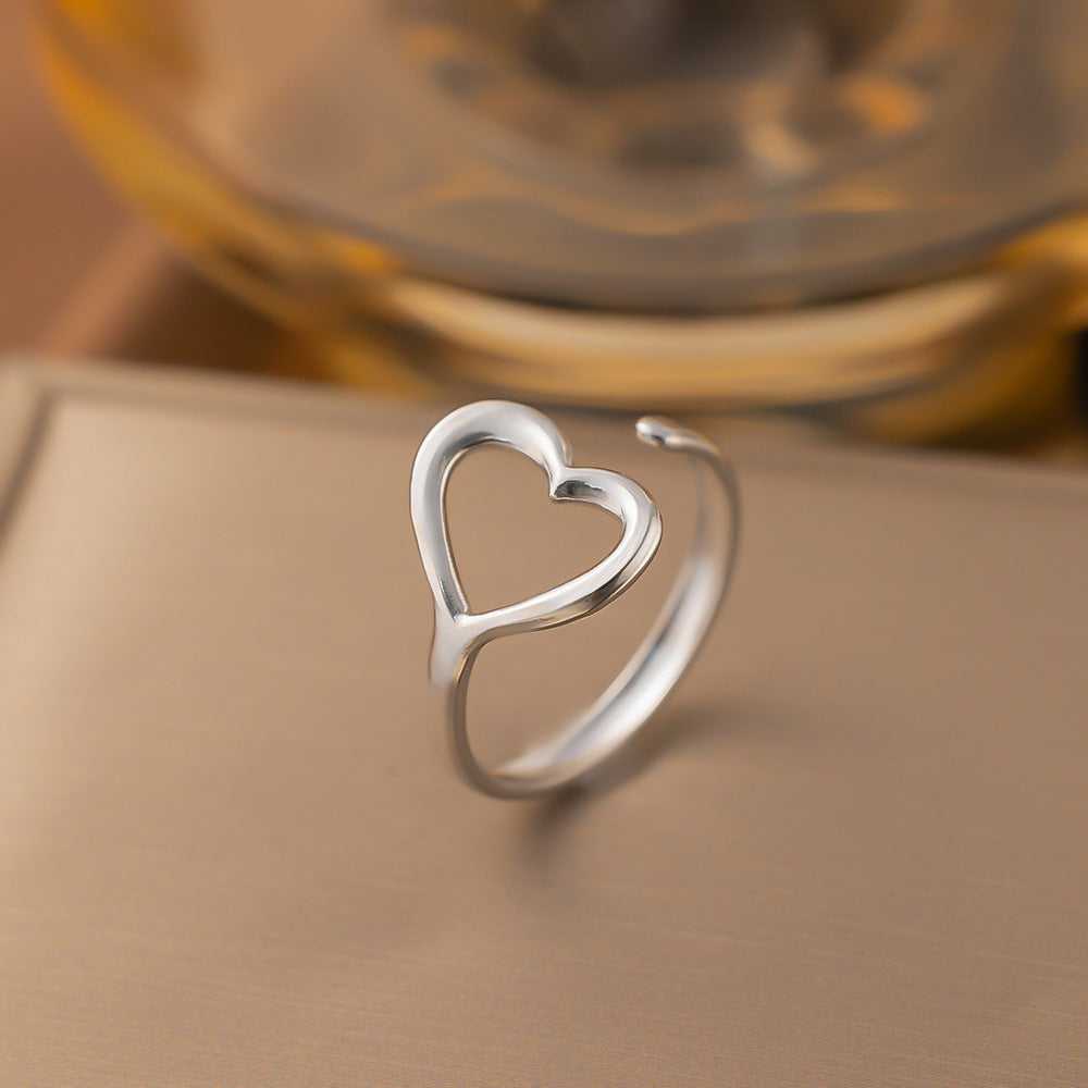 Steel Color Fashion Stainless Simple Geometric Rings