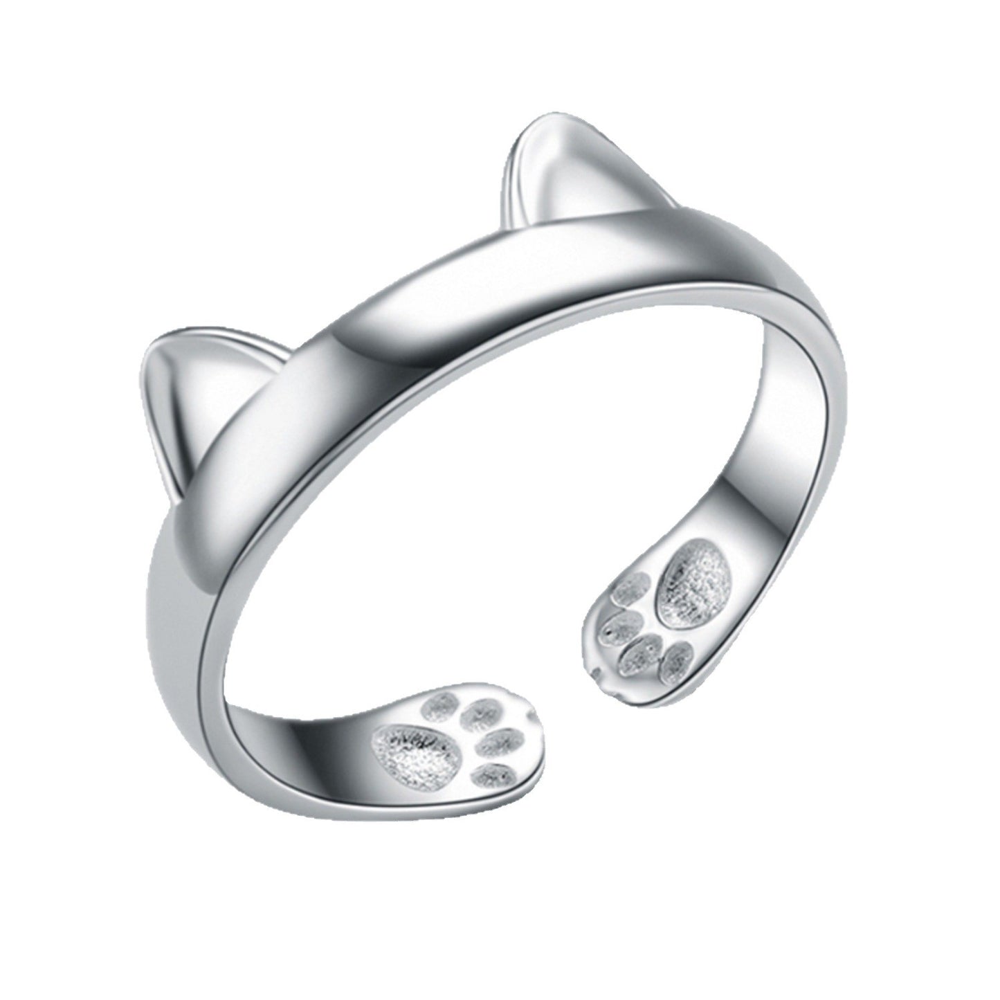 Cat Paw Sier Opening Cute Pet Ring