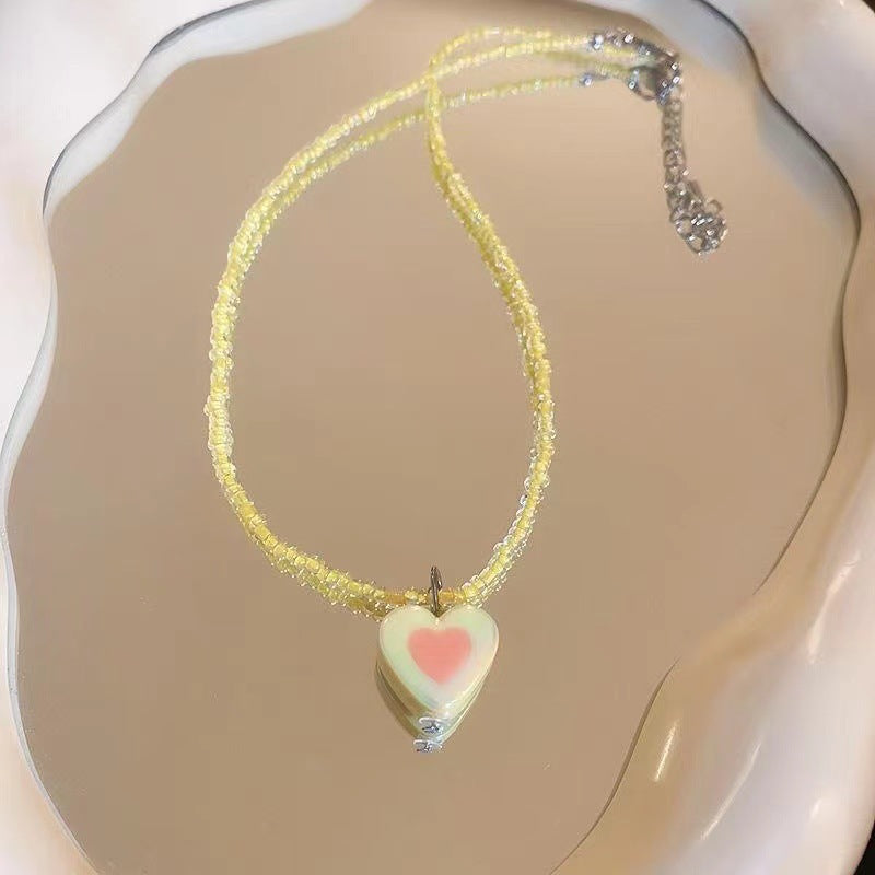 Beaded Love Female Summer Sweet Temperament Necklaces