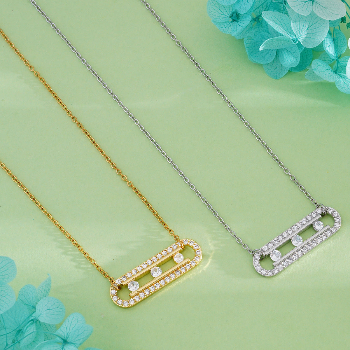 Women's Light Luxury Simplicity Zircon Titanium Steel Necklaces