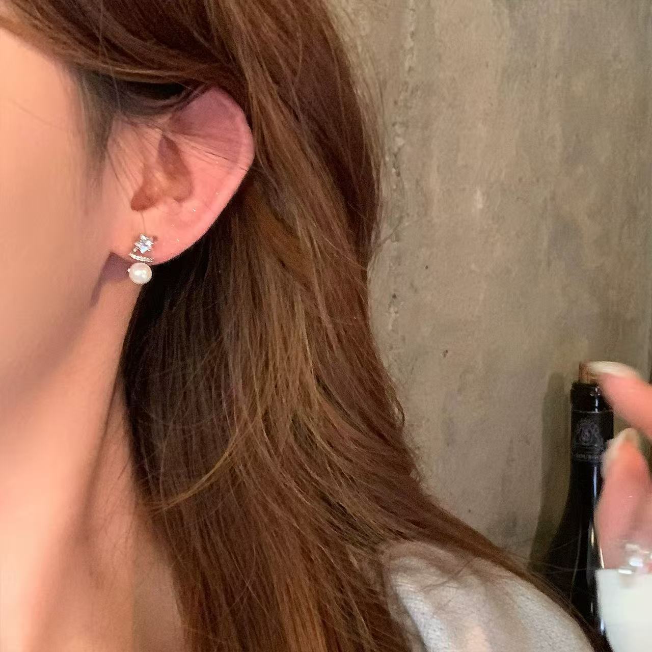 Women's Zirconium Pearl Eardrops Light Luxury Sense Earrings