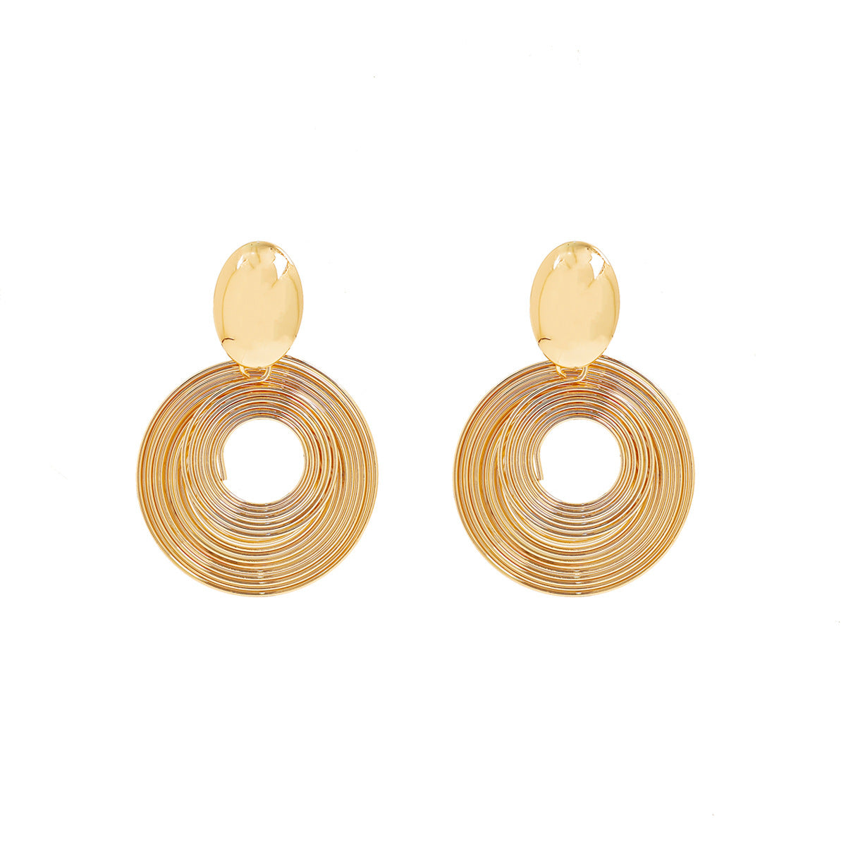 Metallic Geometric Round Hollow Simple Cold Style Earrings