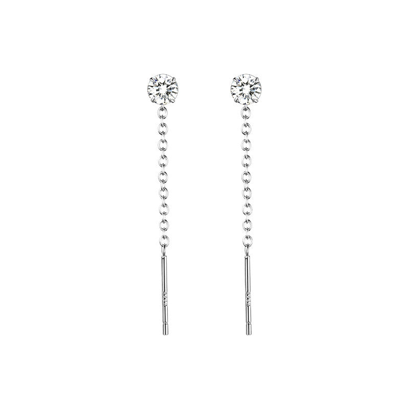 Women's Art Selection Simple High-grade Style Loving Heart Zircon Heart-shaped Cube Ear Line