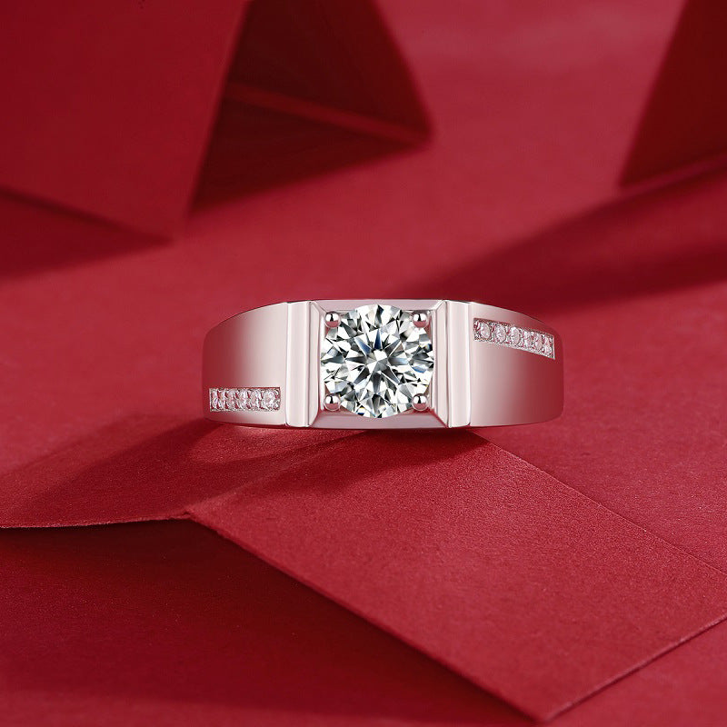 Men's Attractive Sier Moissanite Live Wedding Rings