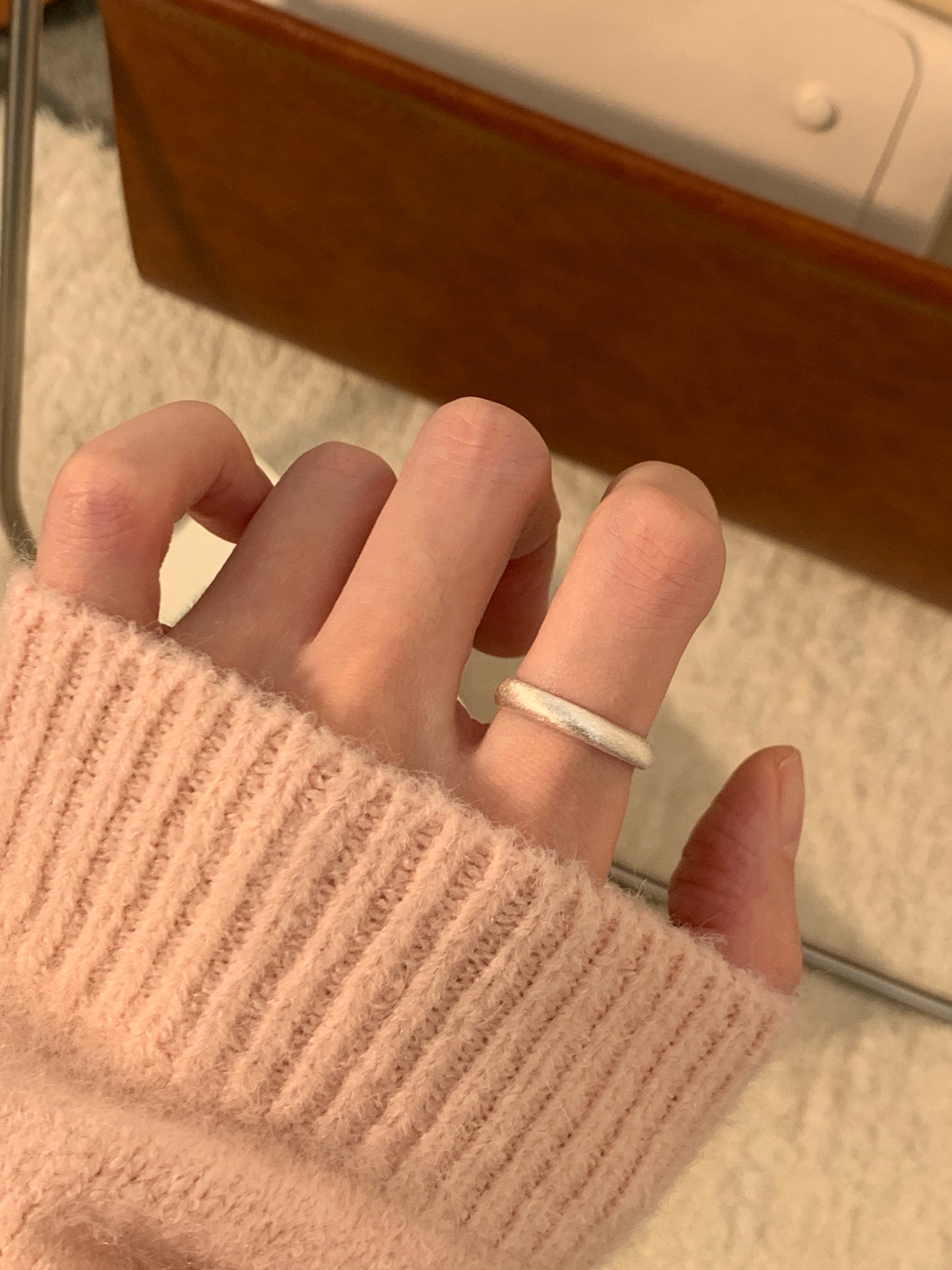 Women's Frosted Love Heart-shaped Combination Simple Daily Rings
