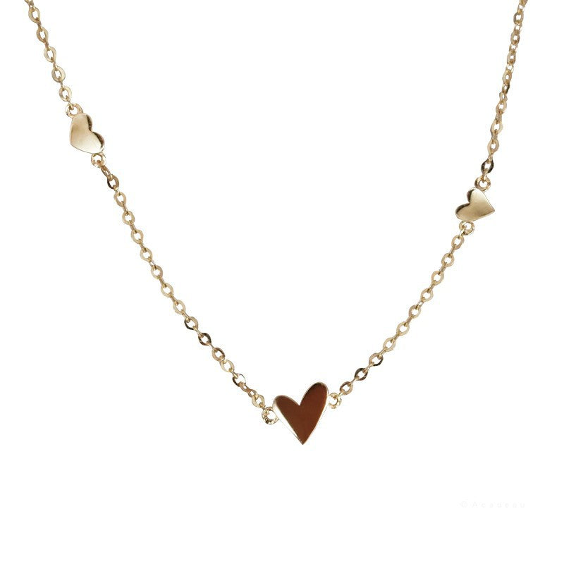 Women's Three Small Heart Cold Style Dignified Simple Necklaces