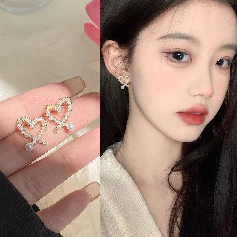 Women's Sier Needle Korean Style French Temperamental Pearl Earrings