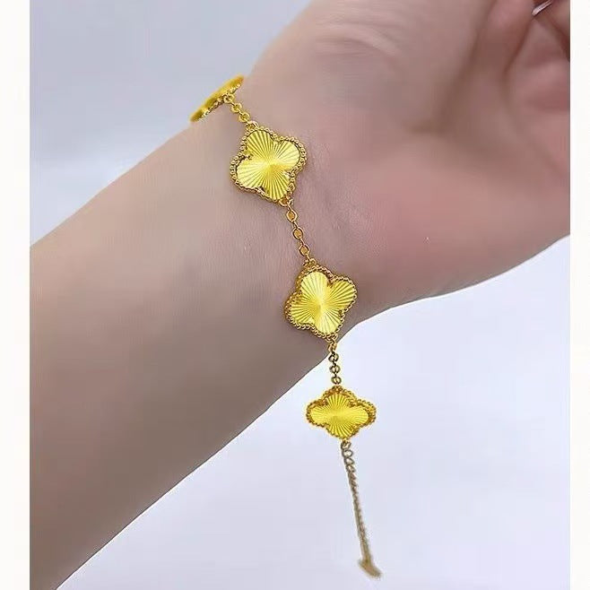 Women's Classic Pork Belly Clover Light Luxury Shining Laser Four-leaf Bracelet
