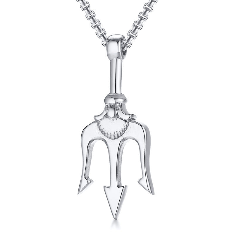 Men's Design Stainless Steel Trident Fashion Necklaces