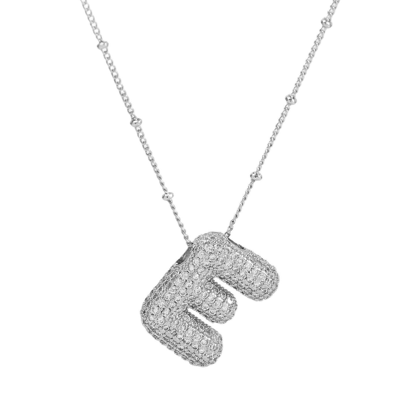 Women's Brass Zircon Bubble Balloon Letter Chubby Necklaces