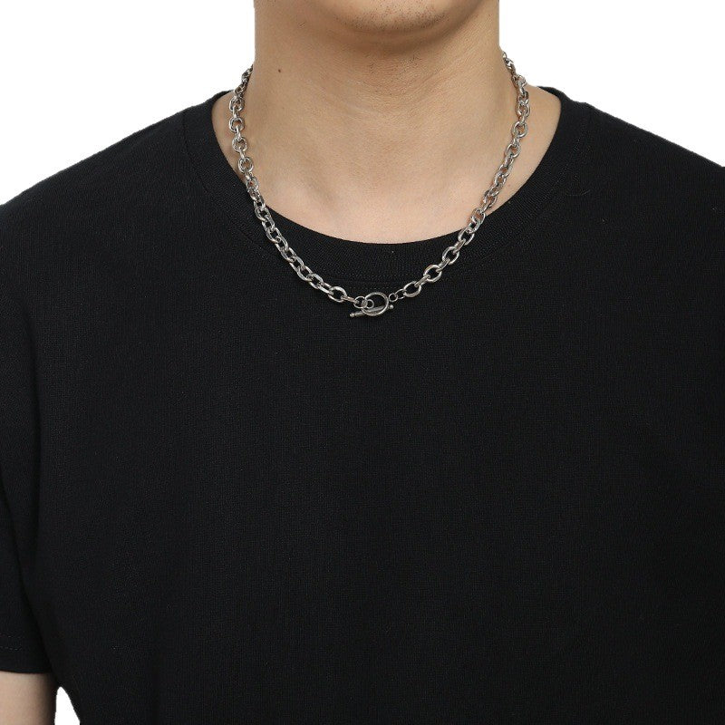 Men's Simple Buckle Titanium O-shaped Batch Angle Chain Three-dimensional Necklace