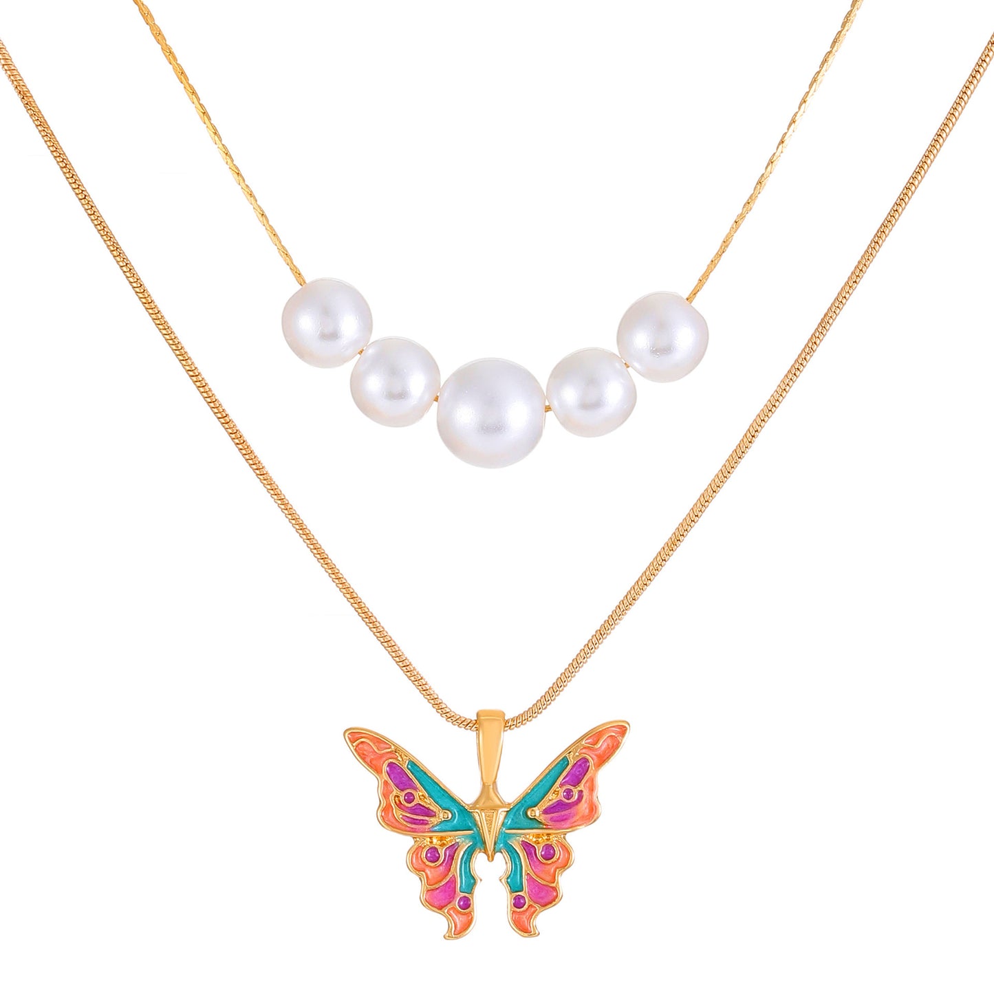 Fantasy Wonderland Butterfly Female Niche Dripping Oil Necklaces