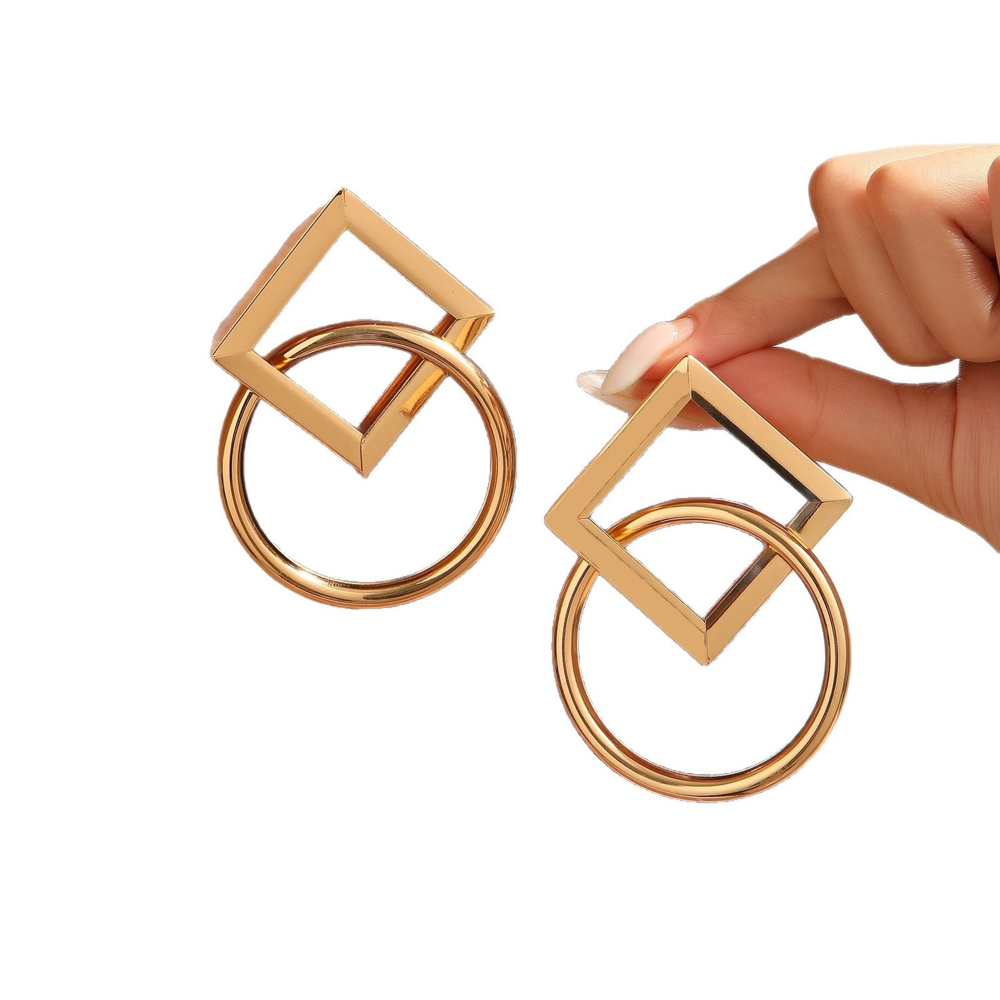 Square Round Joint Minimalist Geometric Hollow Fresh Lady Metal Rings