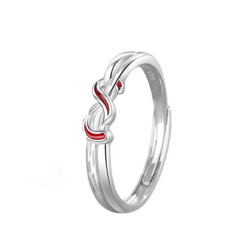Moon Old Red Line Couple Simple Design Winding Rings
