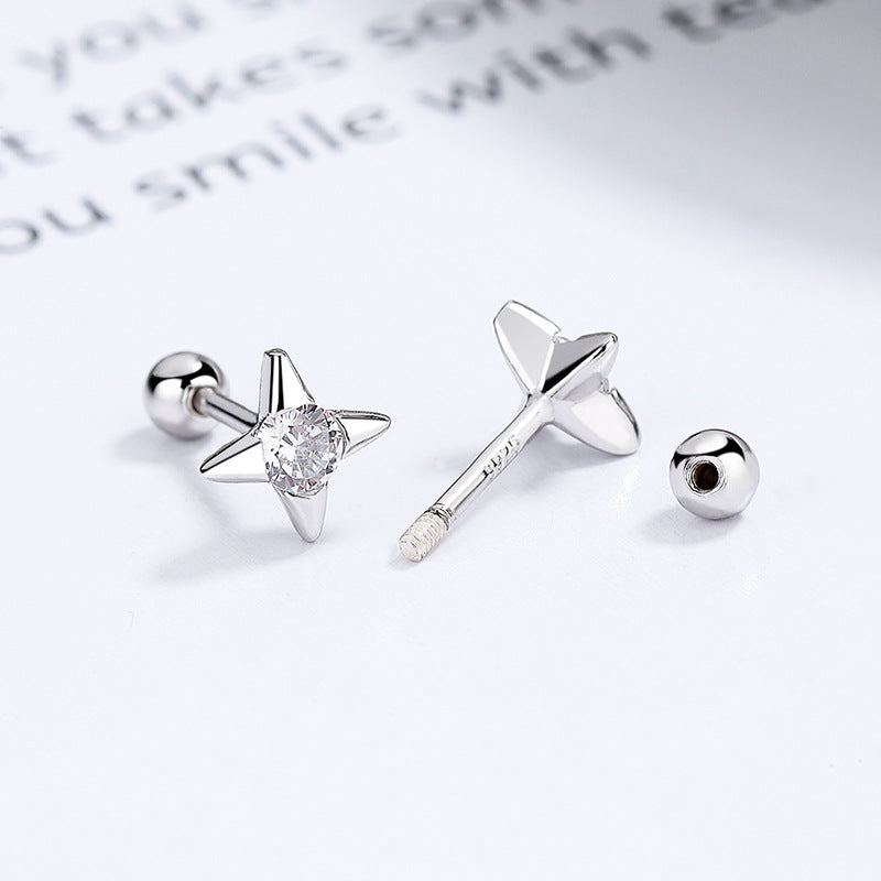 Women's Sier Sun Thread For Simple Versatile Zircon Earrings