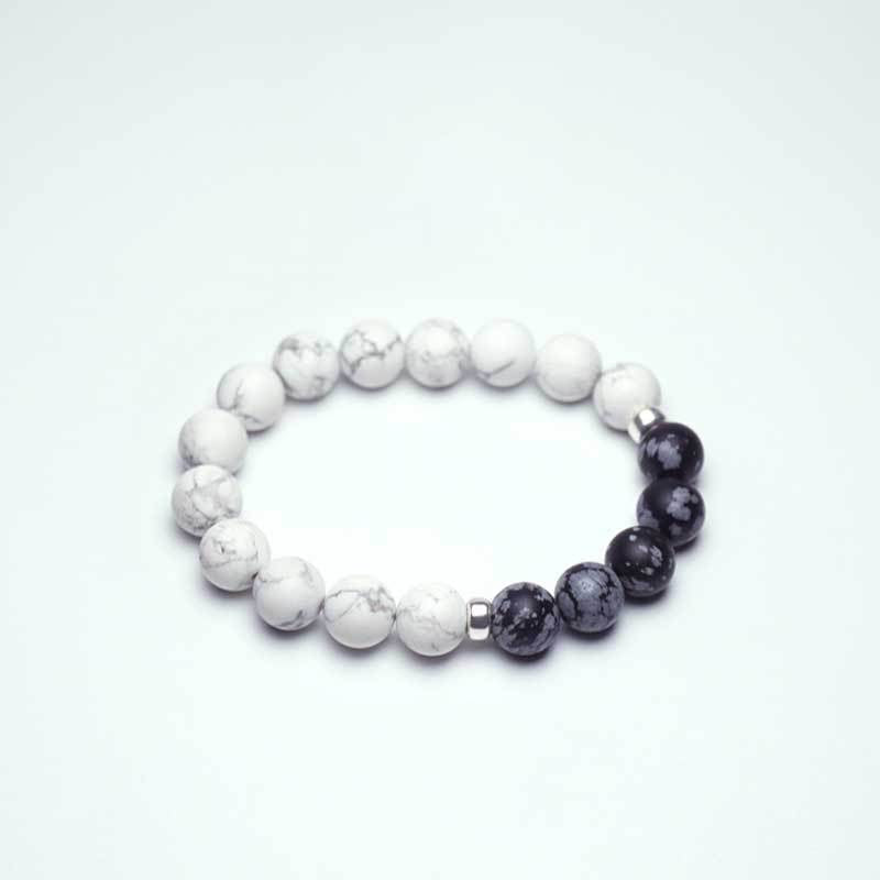 Men's Volcanic Rock Snowflake Stone Beads Vintage Stretch Bracelets