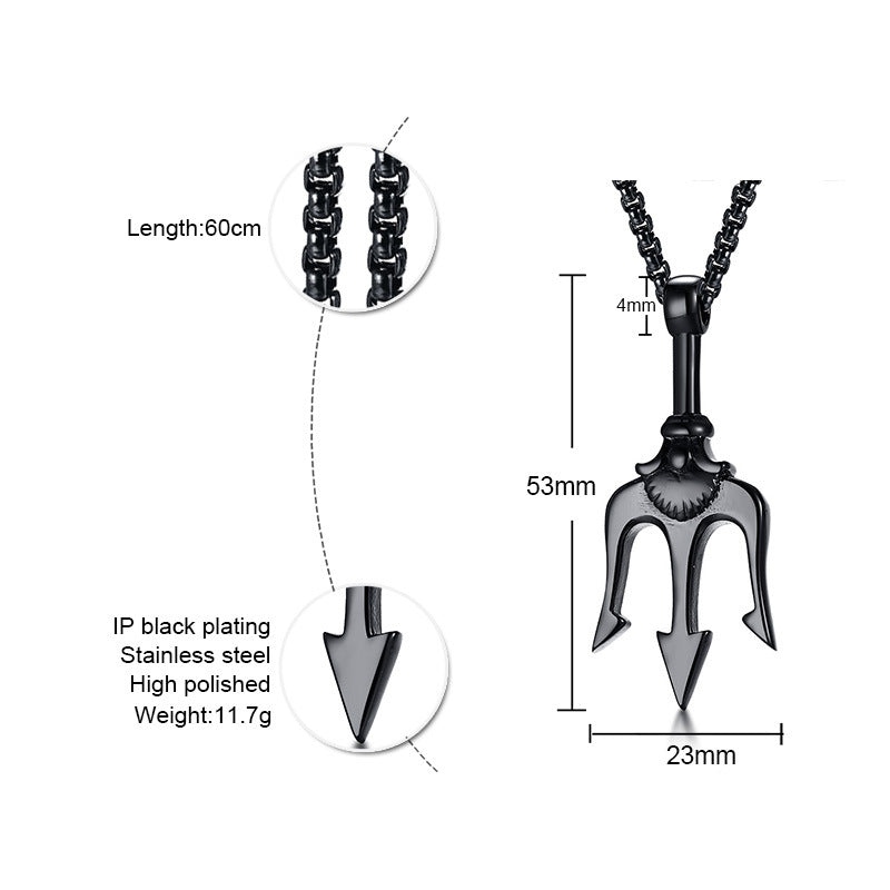 Men's Design Stainless Steel Trident Fashion Necklaces