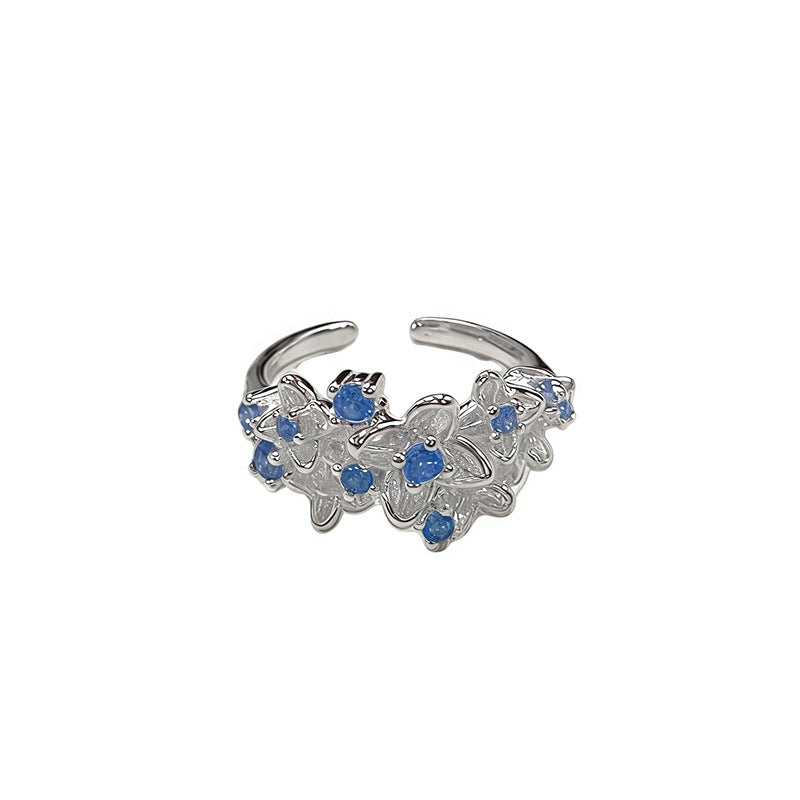 Women's Broken Small Fresh Pleated Frosted Bow Full Cluster Spot Drill Ring