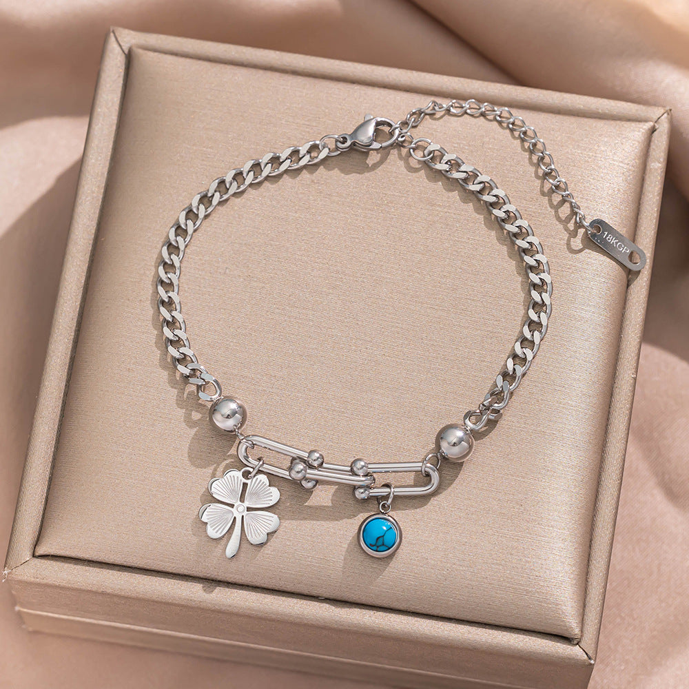 Buckle Chain Turquoise Butterfly Roman Round Peach Bracelets