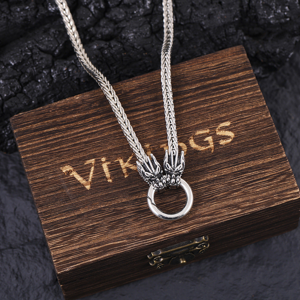 Men's Punk Stainless Steel Snake Head Beast Necklace