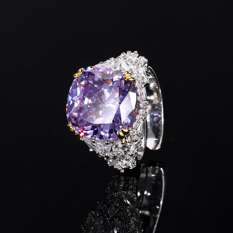 Women's Copper Sole Gold-plated Artificial Corundum Bird's Nest Cut Retro Rings