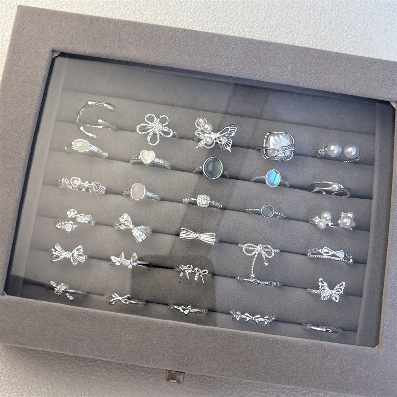 Women's Simple Pearl Butterfly Sterling Sier Special Interest Rings