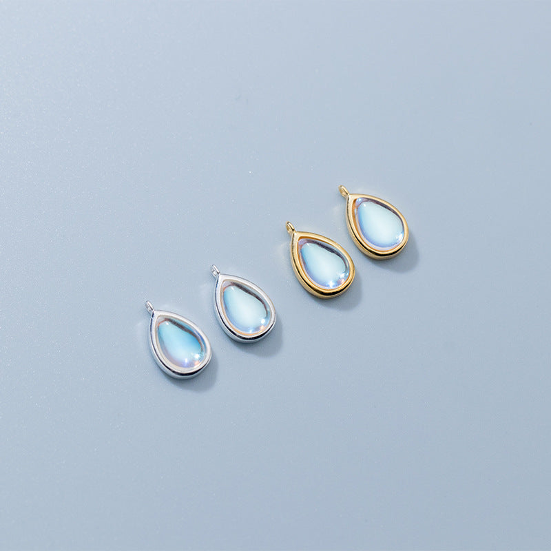 Sier Plating Inlaid Synthetic Moonstone Water Drop Pendants