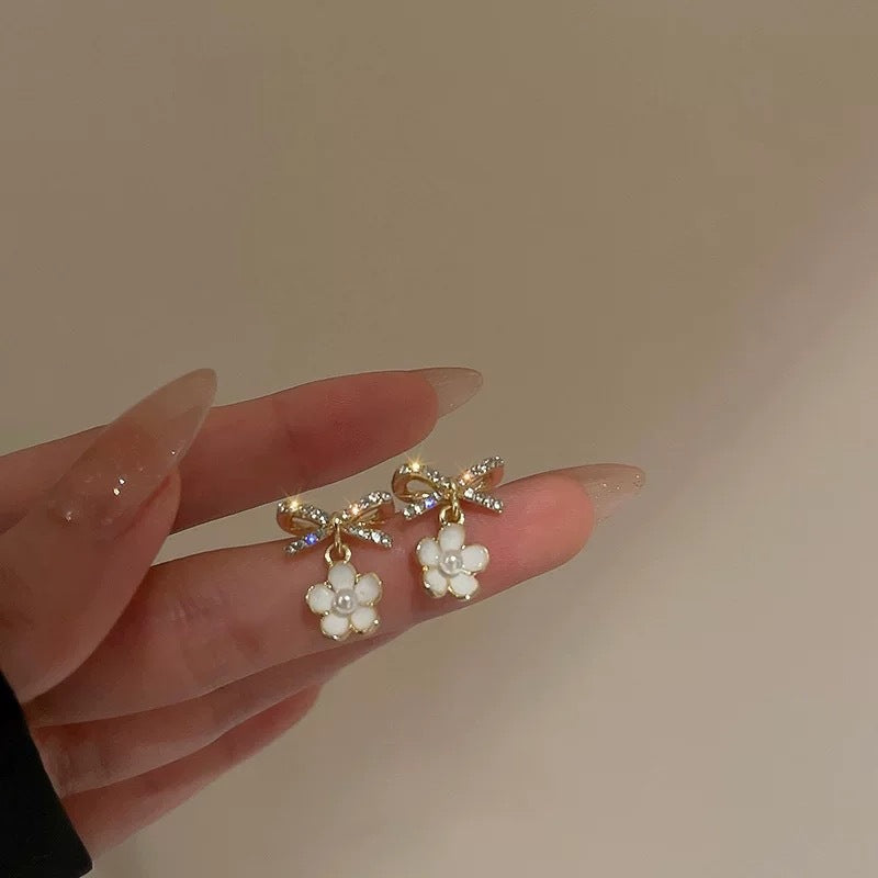 Women's Sier Needle Korean Style French Temperamental Pearl Earrings