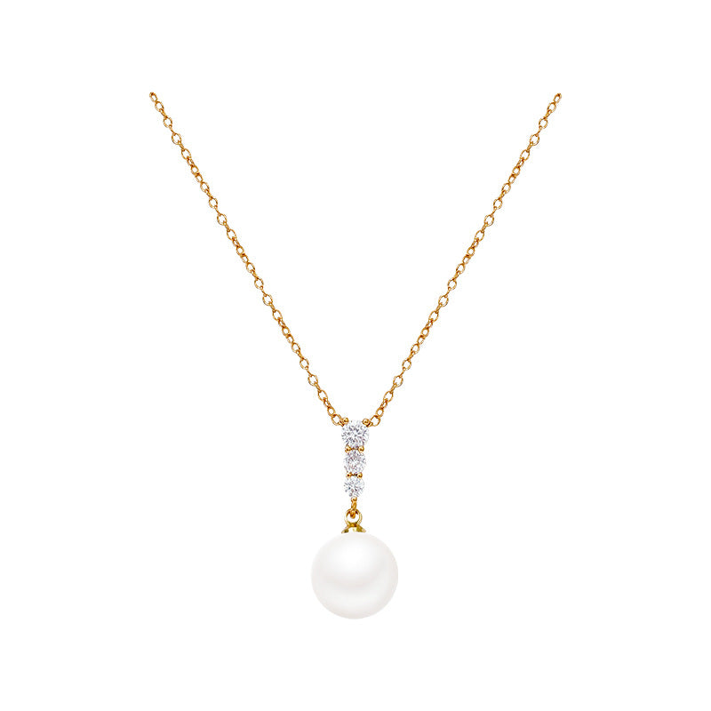 Women's Minority High-grade Simple Single Pearl Exquisite Micro Inlaid Zircon Titanium Necklaces