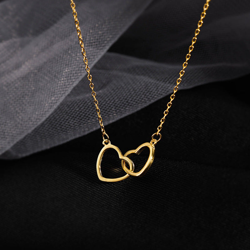 Women's Cold Style Metal Alloy Peach Heart Double Necklaces