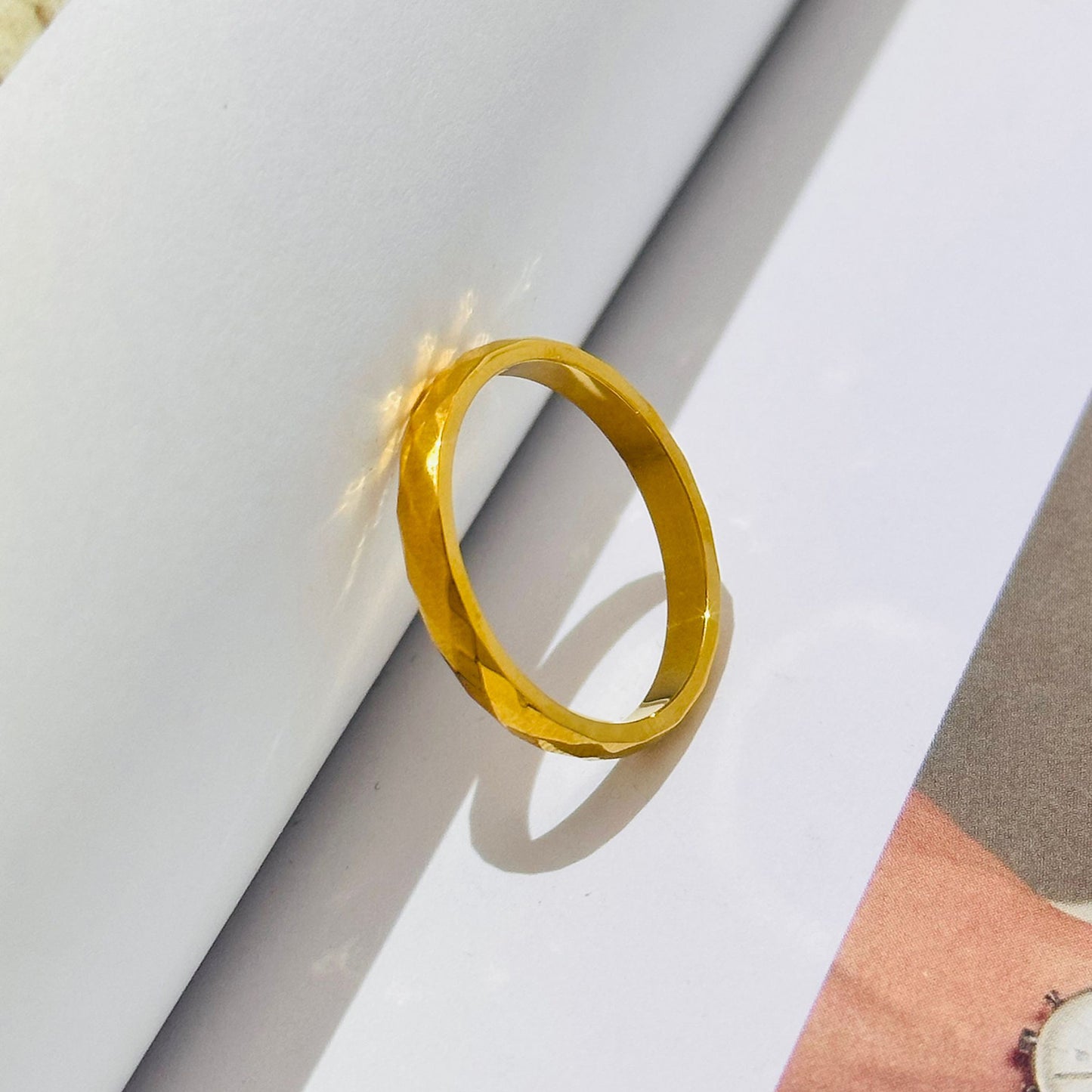 Fashion High-grade Diamond Plaid Titanium Steel Rings